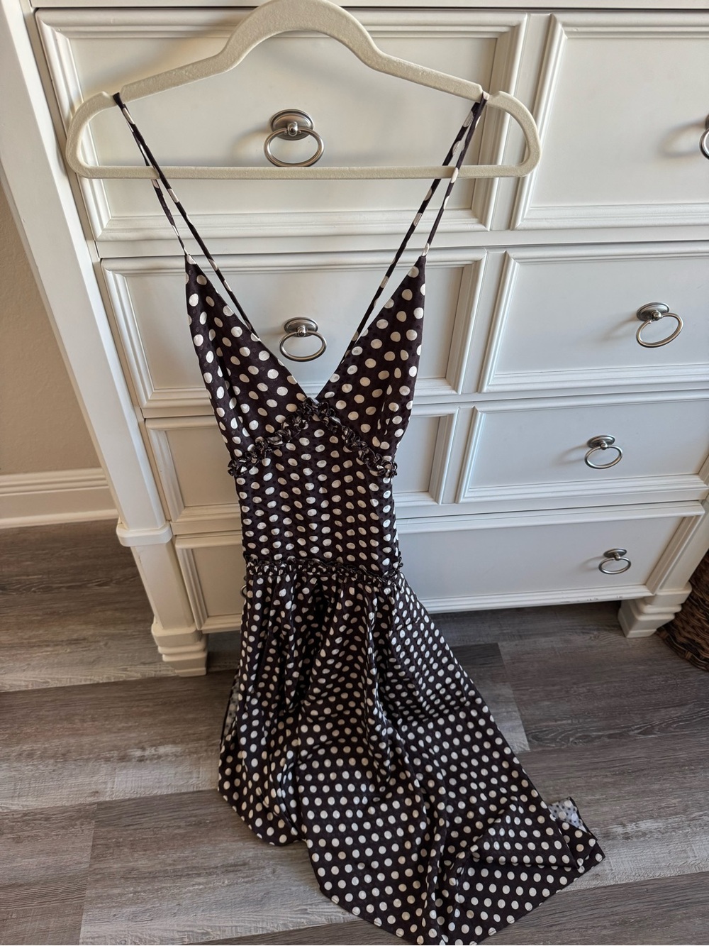 L'Academie Black Dress with White Polka Dots